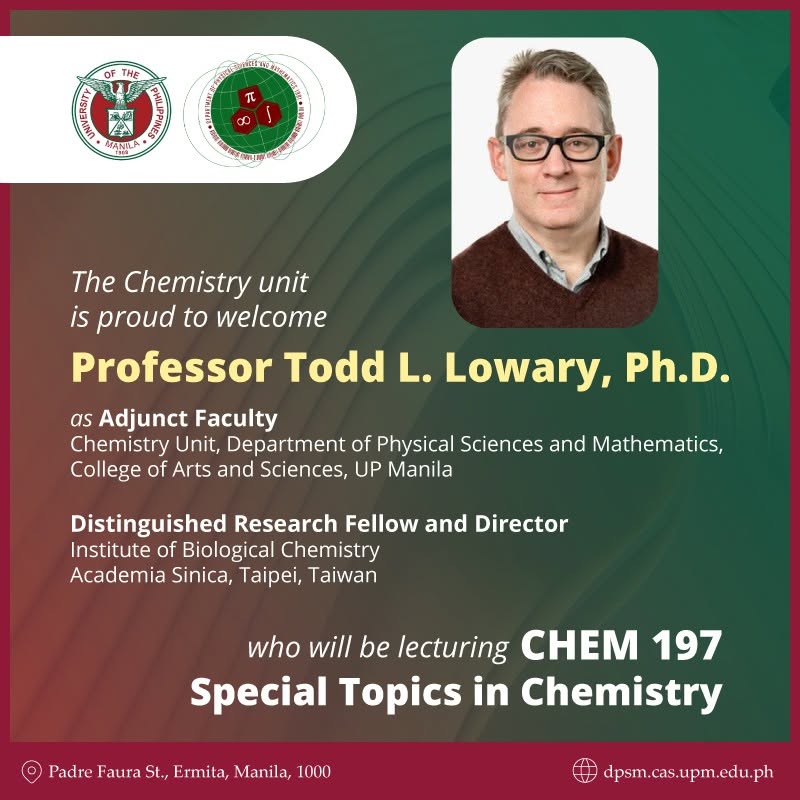 Prof. Todd Lowary is BS Biochemistry Program’s Adjunct Professor for the 4th Consecutive Year